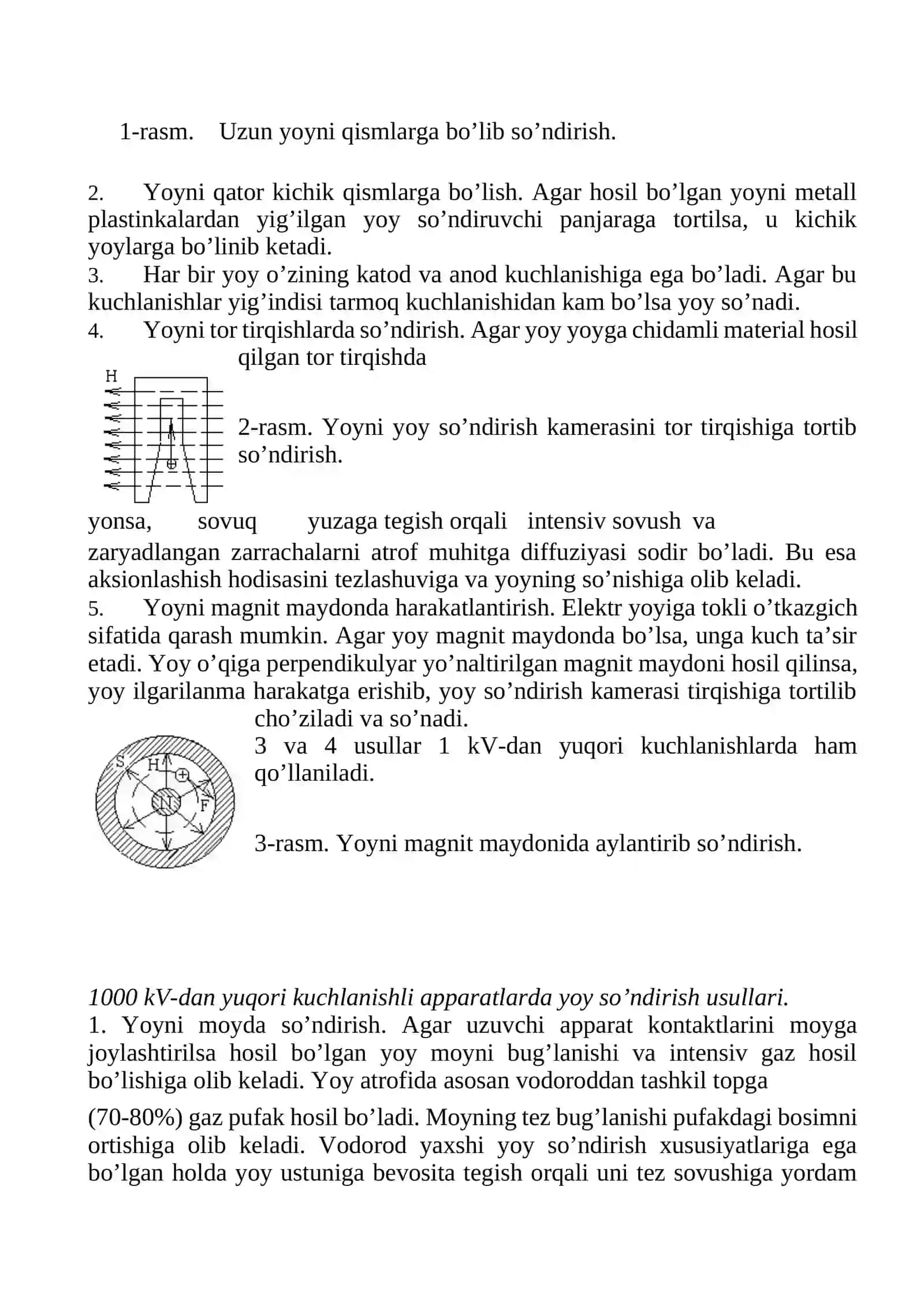 1000 V gacha va undan yuqori kuchlanishdagi kommutatsion apparatlar 4