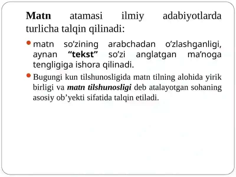 Matn turlari va tarkibi. 4