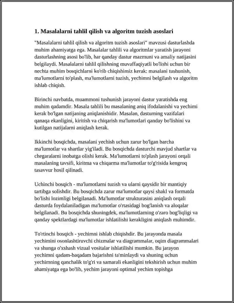 MASALALARNING ALGORITMINI TUZISH VA SHU ALGORITM ASOSIDA PASKAL DASTURLASH TILIDA DASTUR TUZISH 4