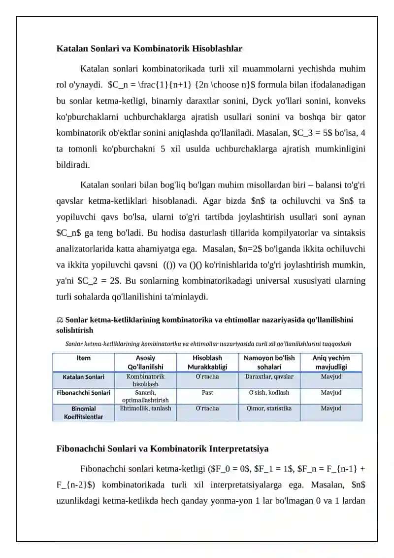 Sonli ketma ketliklarni kombinatorika va ehtimollar nazariyasidagi tatbiqlari 4