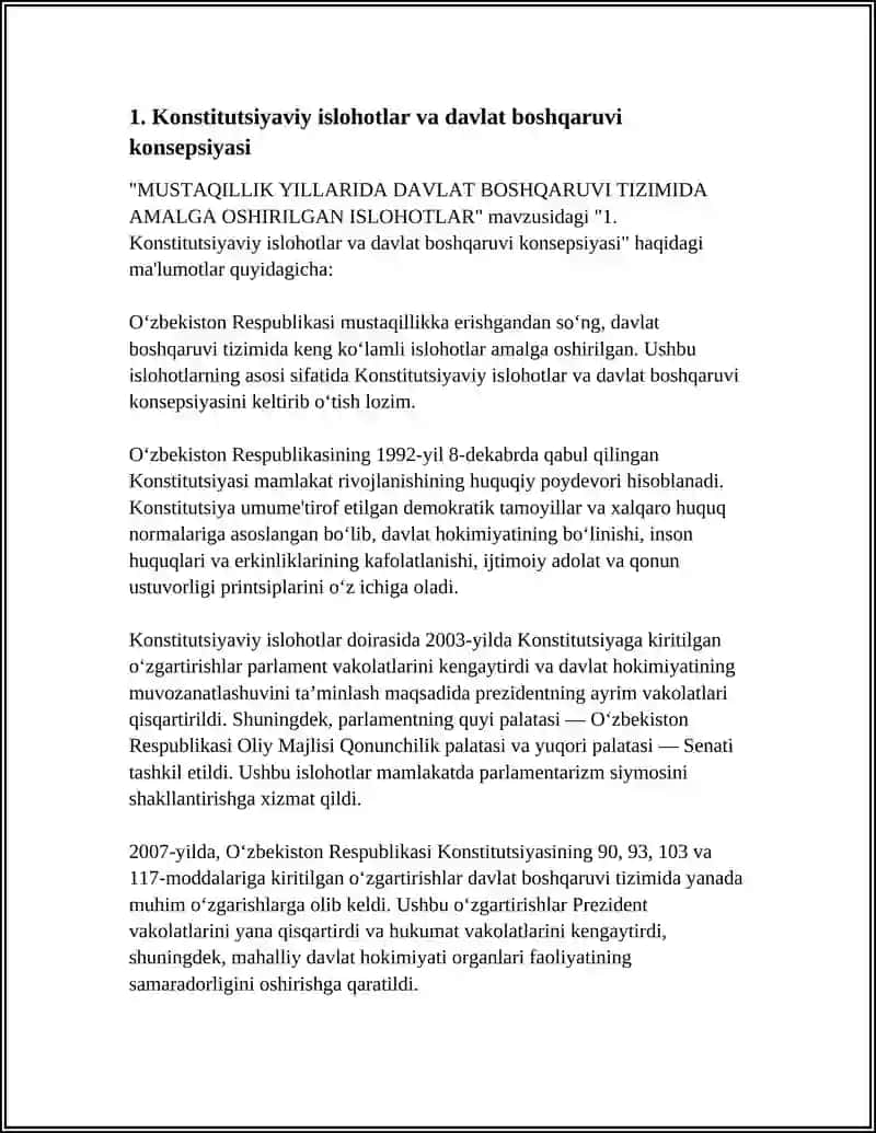 Konstitutsiyaviy islohotlar va davlat boshqaruvi konsepsiyasi 4