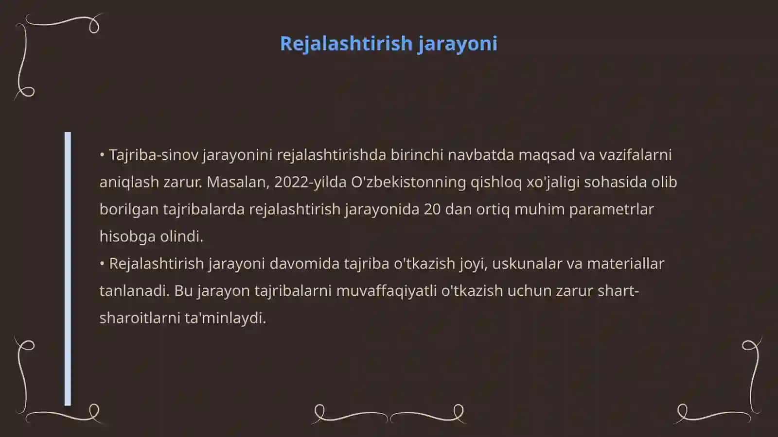 TAJRIBA-SINOV ISHLARI VA ULARNI TASHKILLASHTIRISH 4