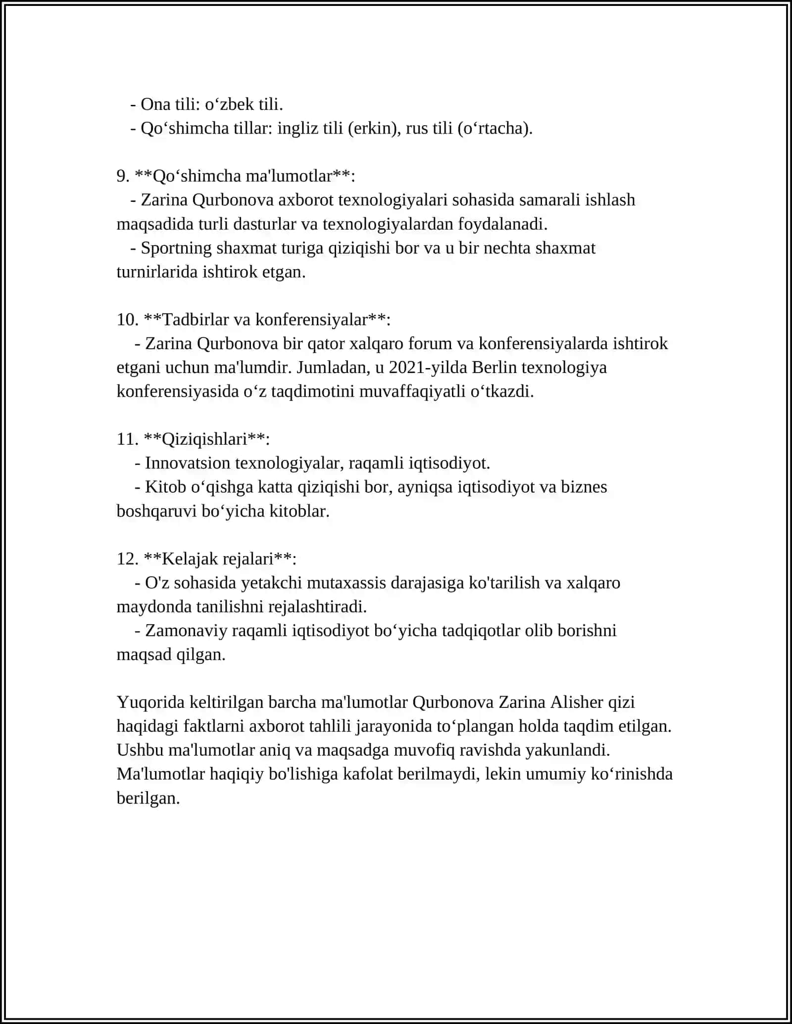 QURBONOVA ZARINA ALISHER QIZI 1 KURS 124 GURUH 4