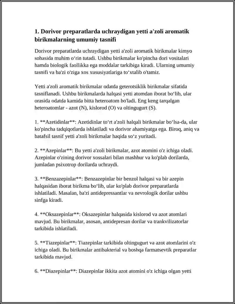 DORIVOR PEREPARATLAR TARKIBIDAGI YETTI A'ZOLI AROMATIK BIRIKMALAR 4