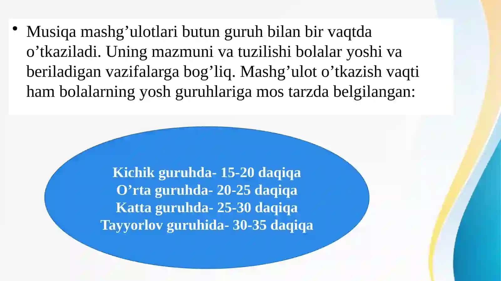 Musiqa mashg‘ulotlarini tashkil etish va rejalashtirish 4