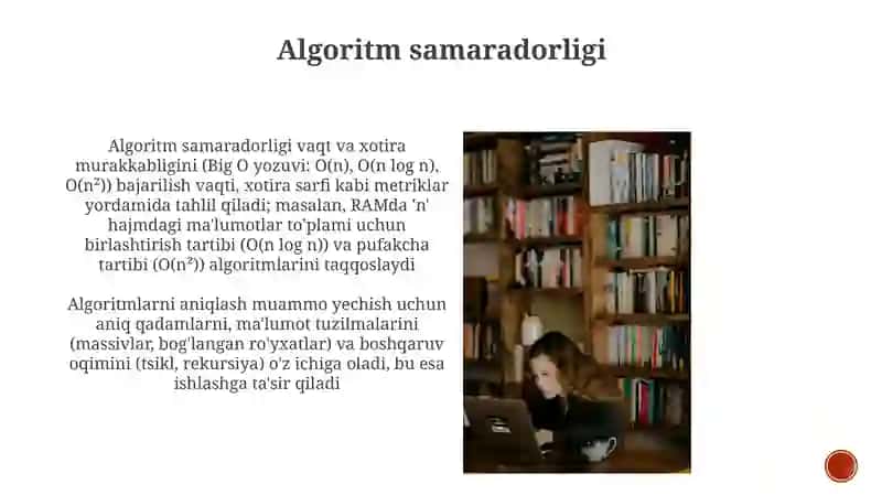 Algoritm tarifini va xususiyatlarini oʻrganish 4