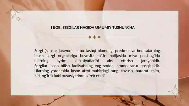 Sezgilar haqida umumiy tushuncha va ularning nerv-fiziologik asoslari 4