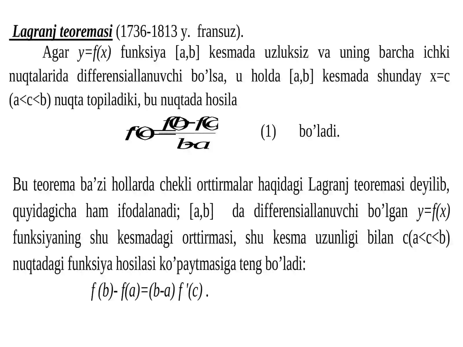 Funksiya differensiali va defferensial hisobning asosiy teoremalari 4