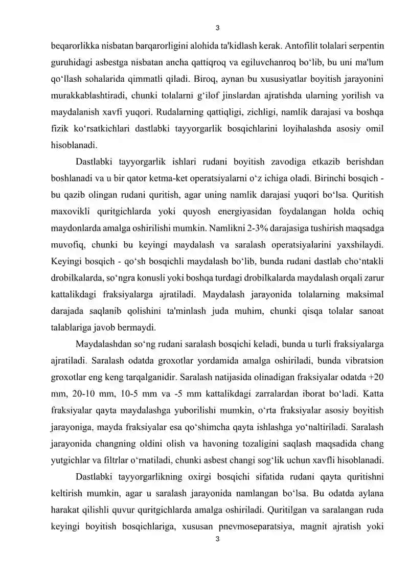 Antofilitli Asbest Rudalarini Boyitish 4