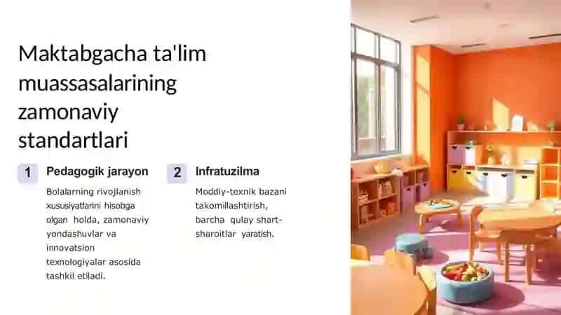 O'zbekiston Respublikasi  Maktabgacha ta'limi tizimini 2030 yilgacha  rivojlantirish konsepsiyasi 4