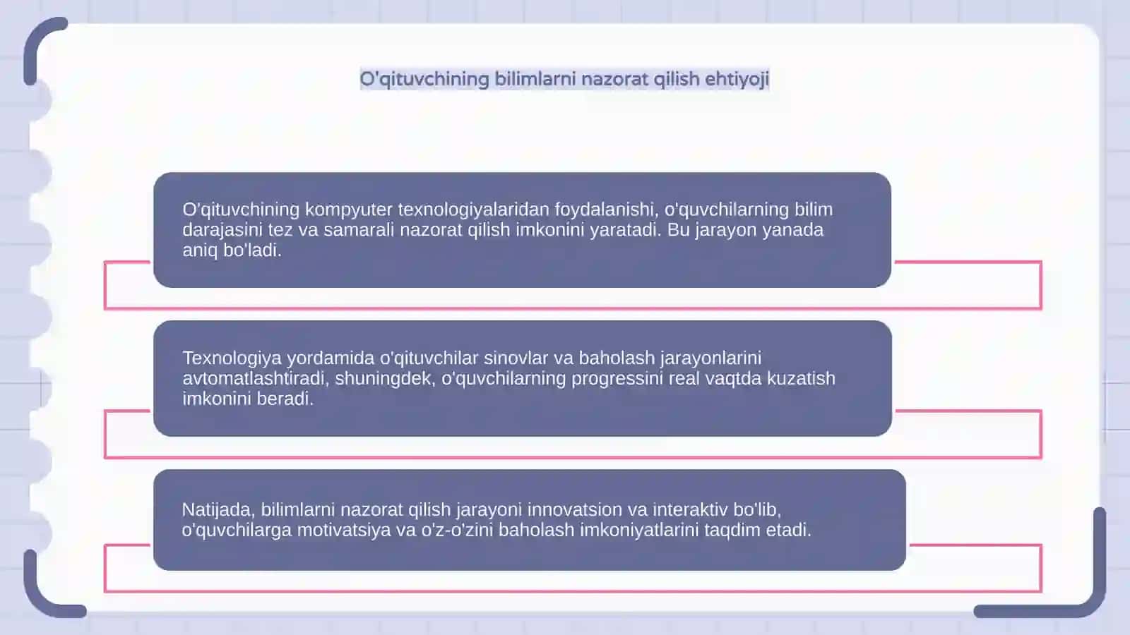 O'qituvchining kompyuter texnologiyalari asosida o'quvchilar bilimini nazorat qilishi 4