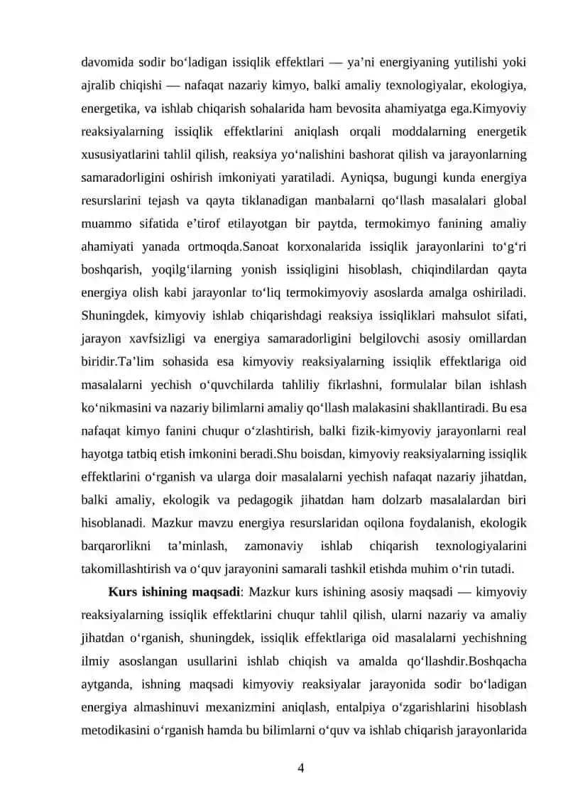 Kimyoviy reaksiyalarning issiqlik effektlariga oid masalalarni yechish 4