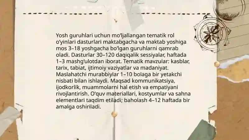 Syujetli rolli oʻyinlar va sahnalashtirish markazi 4