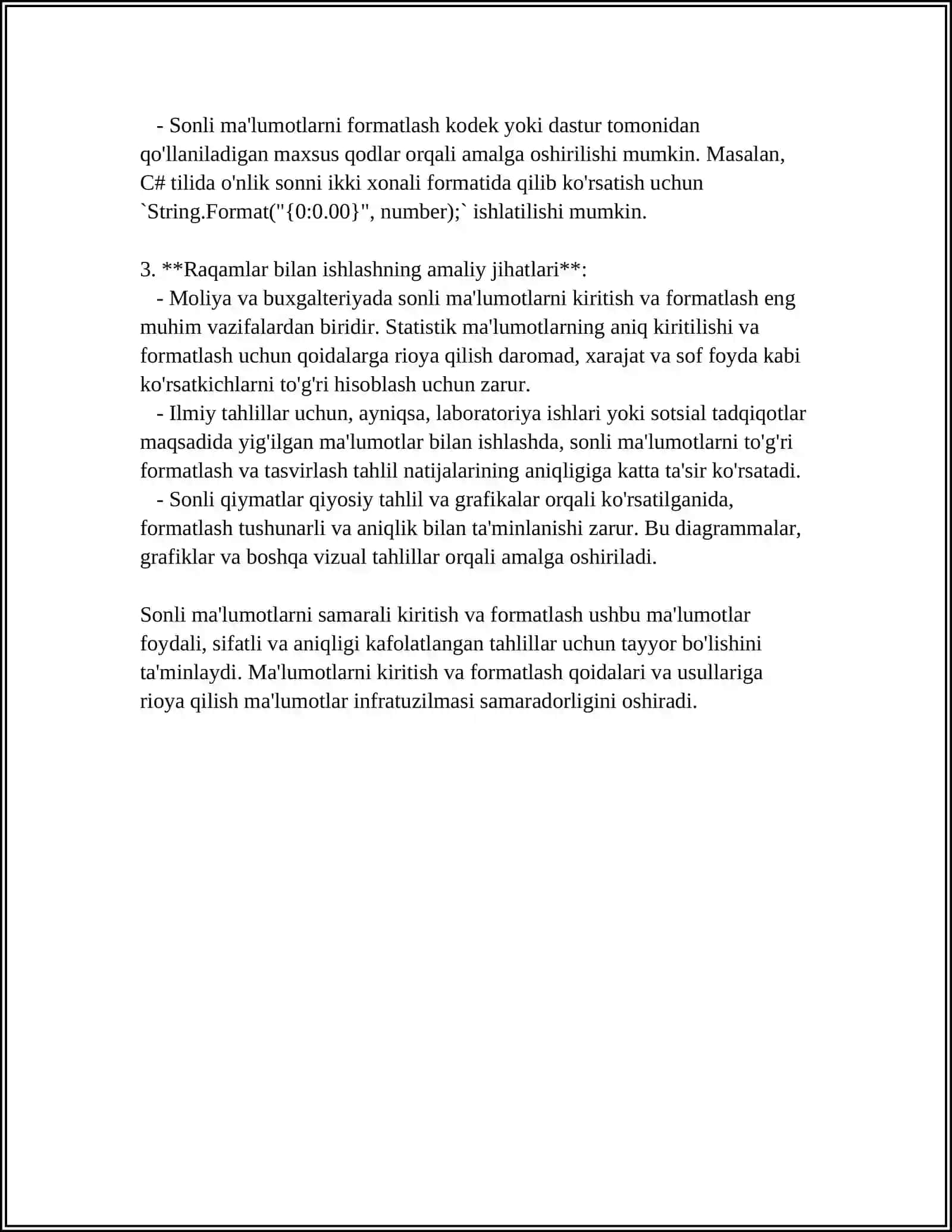 EXCEL DASTURIDA SOHAGA OID SONLI MA'LUMOTLAR BILAN ISHLASH 4