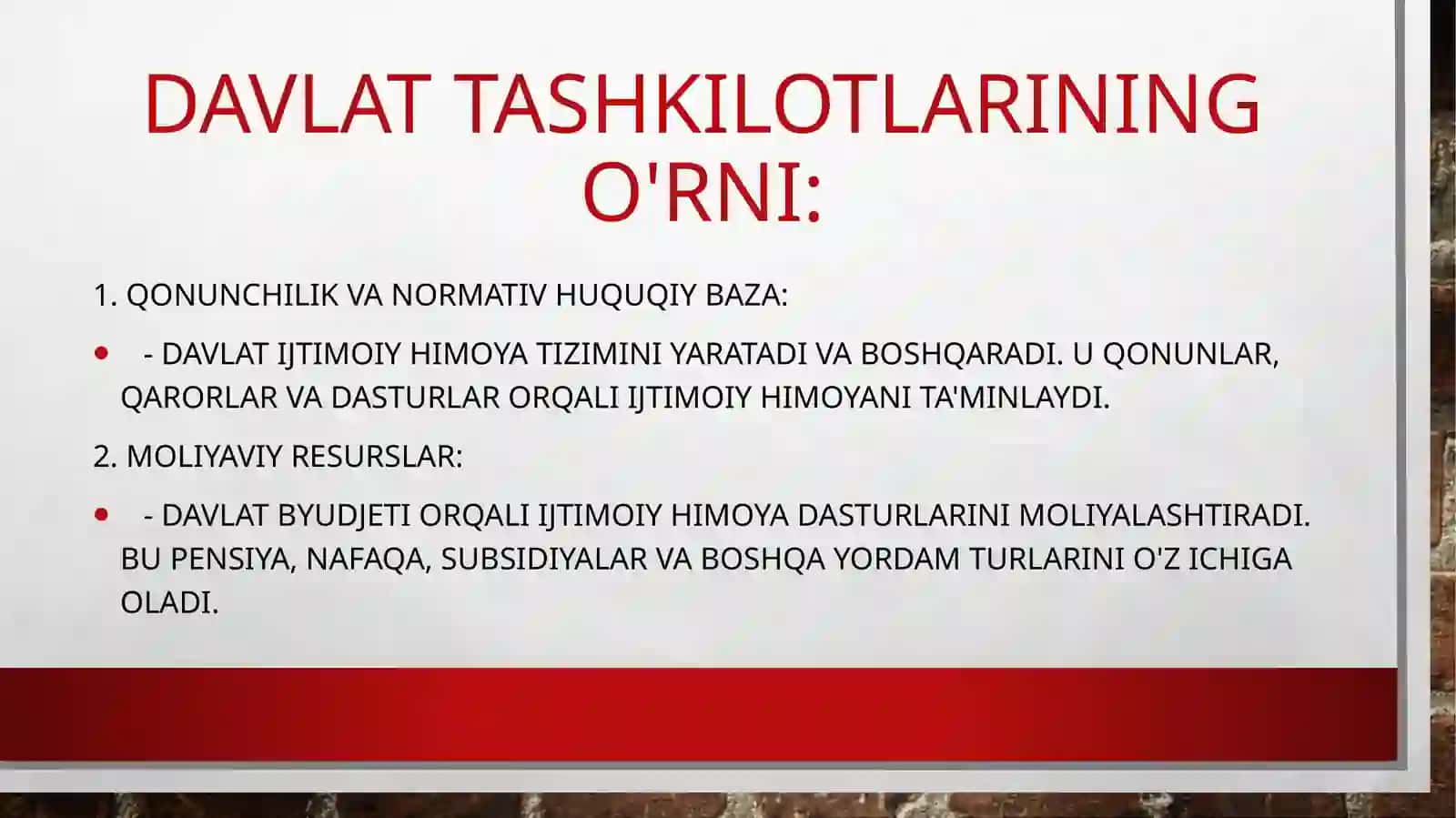 Aholini ijtimoiy himoya qilish tizimida davlat va nodavlat tashkilotlar o'rni 4