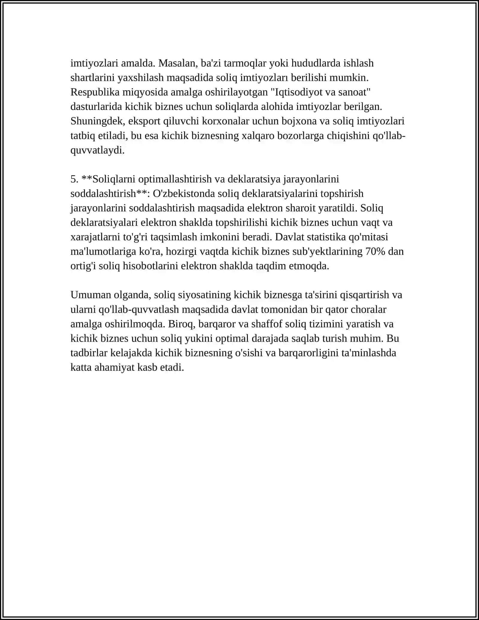 SOLIQ SIYOSATINING KICHIK BIZNESGA TA’SIRI 4