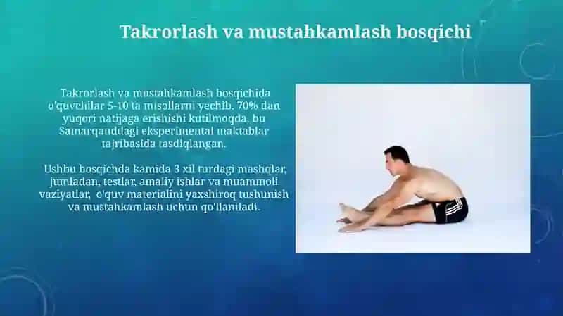 Harakatlarga oʻrgatish bosqichlari 4