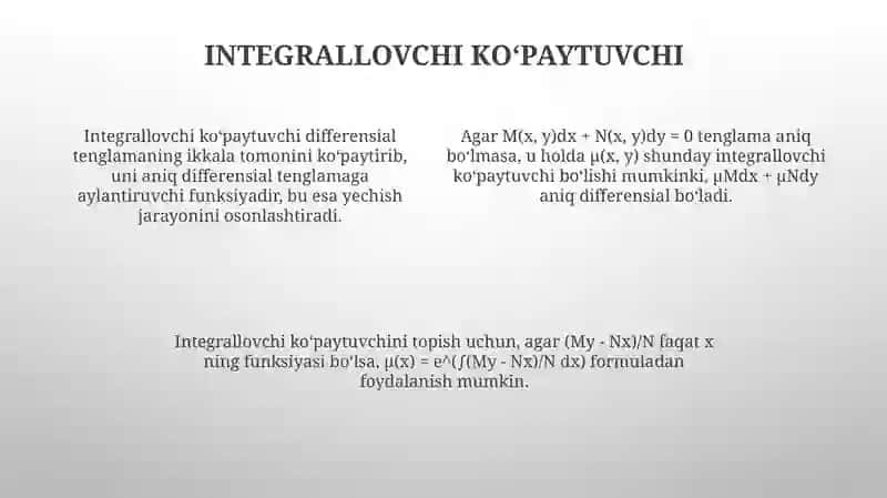 Toʻla differensial tenglamalarga keltiriladigan differensial tenglamalar 4