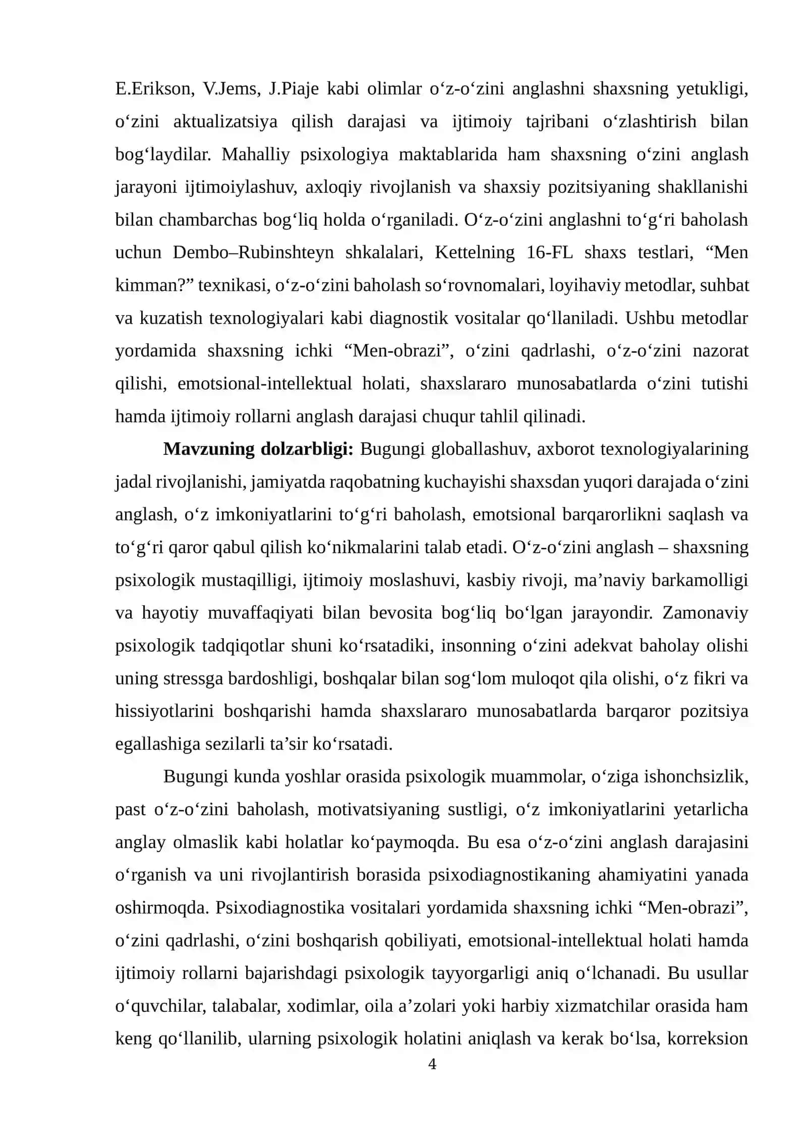 O'z o'zini anglash psixodiagnostika ob'ekti sifatida 4
