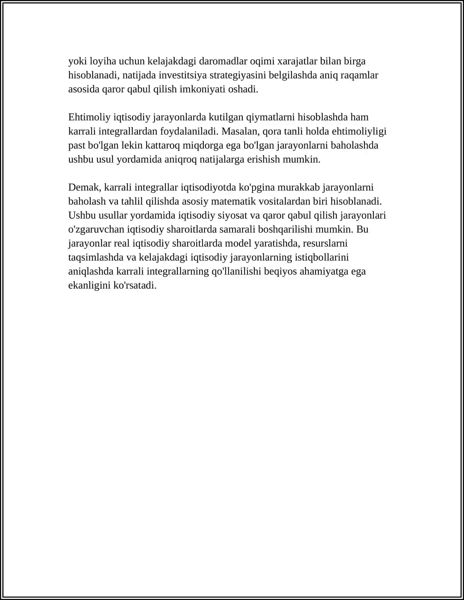 KARRALI INTEGRALLARNI IGDISODIYOTDAGI TATBIGLARI 4