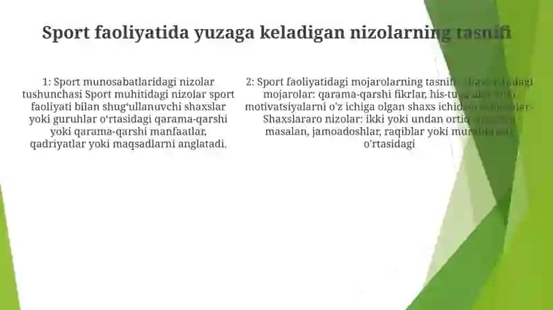 Sportga Oid OʻZaro Munosabatlarda Nizolar Tushunchasi 4