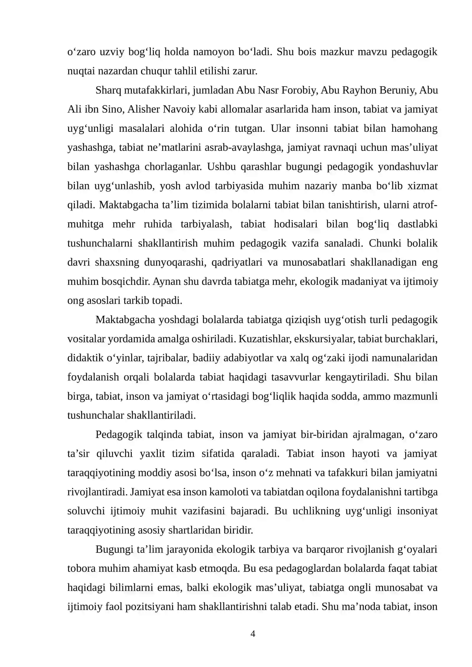 Tabiat, inson va jamiyat oʻzaro bogʻliqlikning pedagogik talqini 4