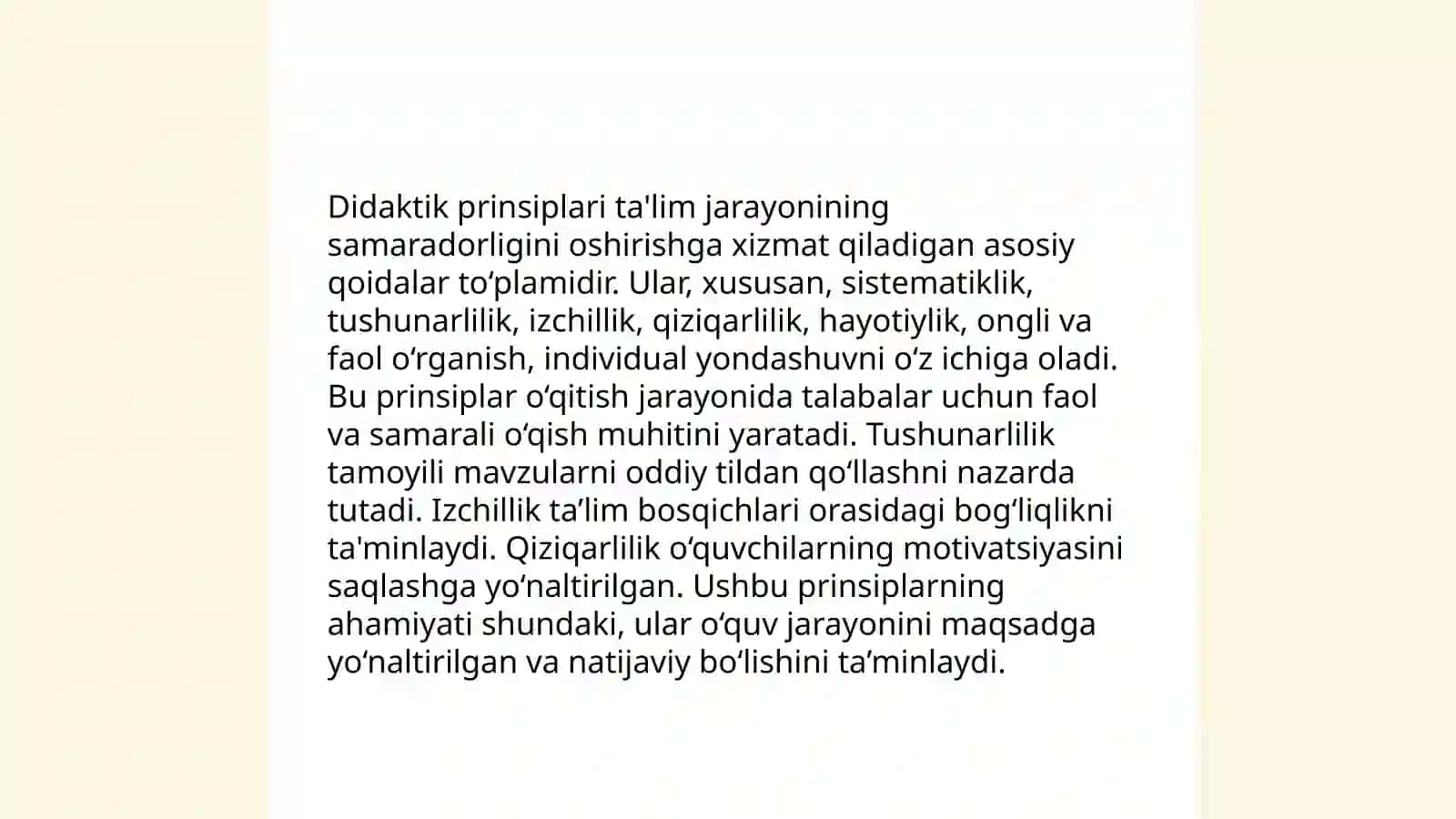 Ta'limning tizimlilik vaizchillik prinsiplarini amalga oshirish qoidalari 4