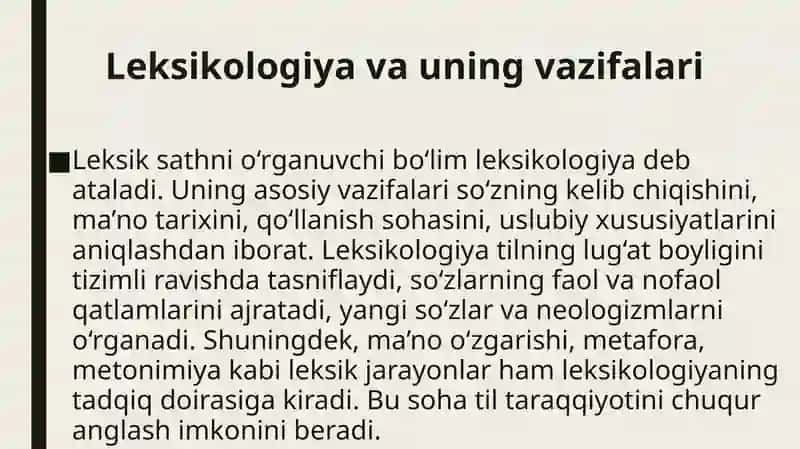 Leksik va Semantik sath 4