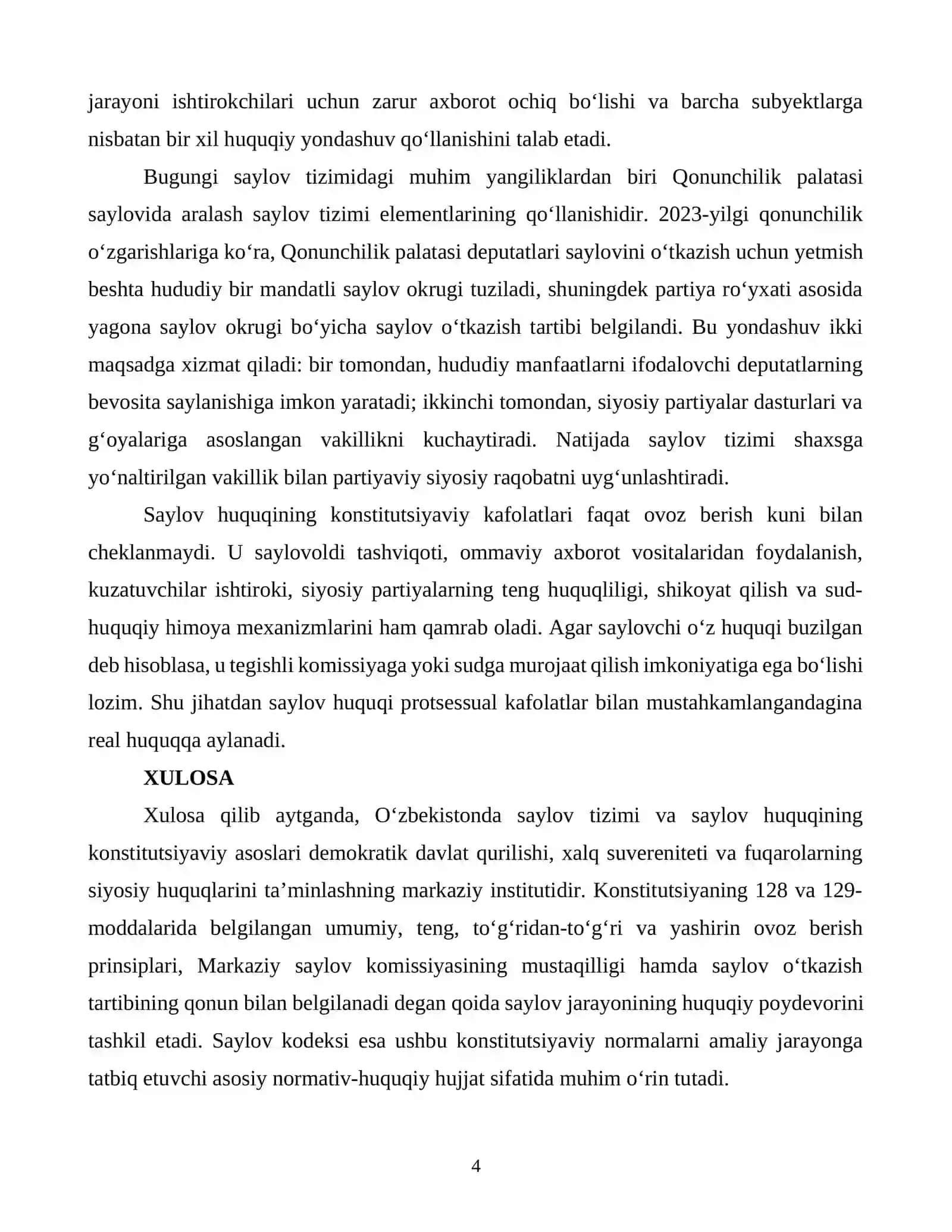 OʻZBEKISTONDA SAYLOV TIZIMI VA SAYLOV HUQUQINING KONSTITUTSIYAVIY ASOSLARI 4