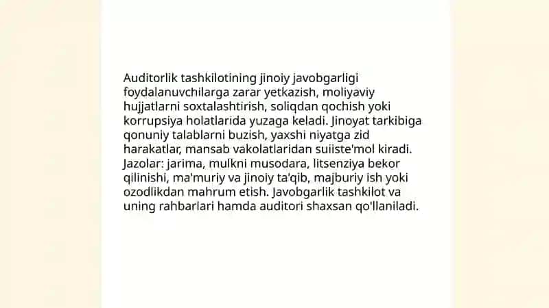 Auditorlik tashkilotining javobgarligi 4