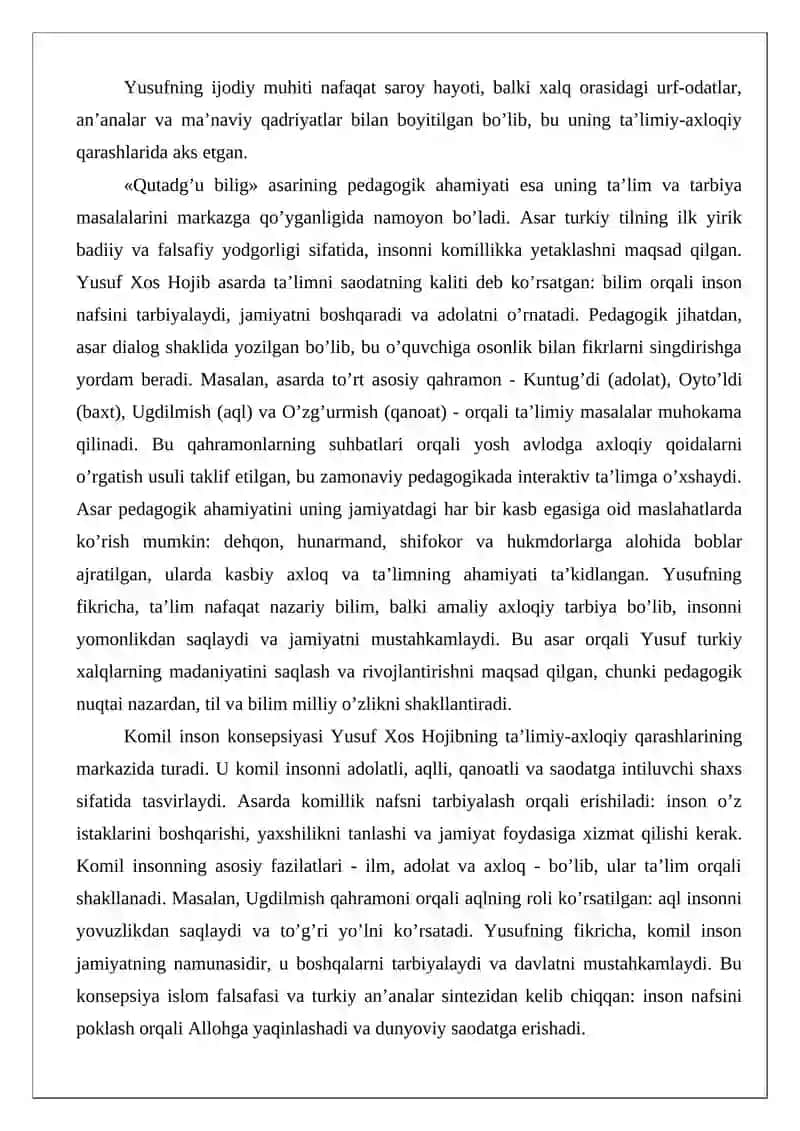 Yusuf Xos Hojib va Mahmud Koshgʻariyning ta’limiy axloqiy qarashlari 4