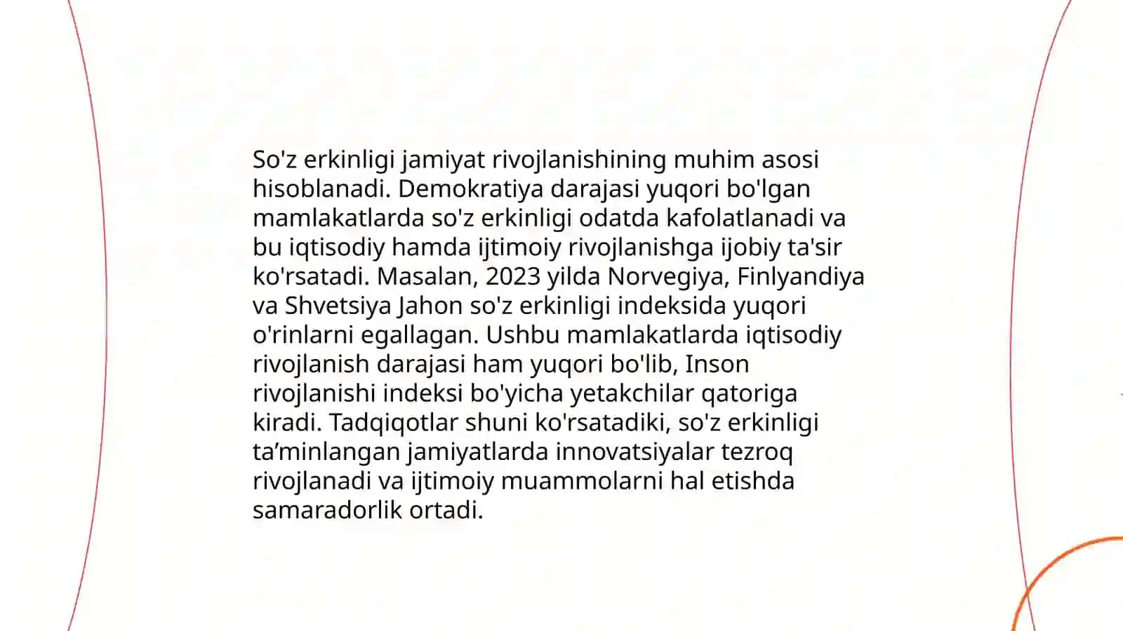 Vijdon va din erkinligi. So'z va fikr erkinligi 4