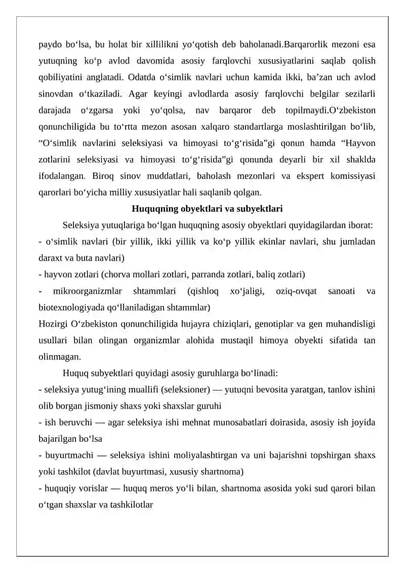 Seleksiya yutuqlariga bo‘lgan huquq 4