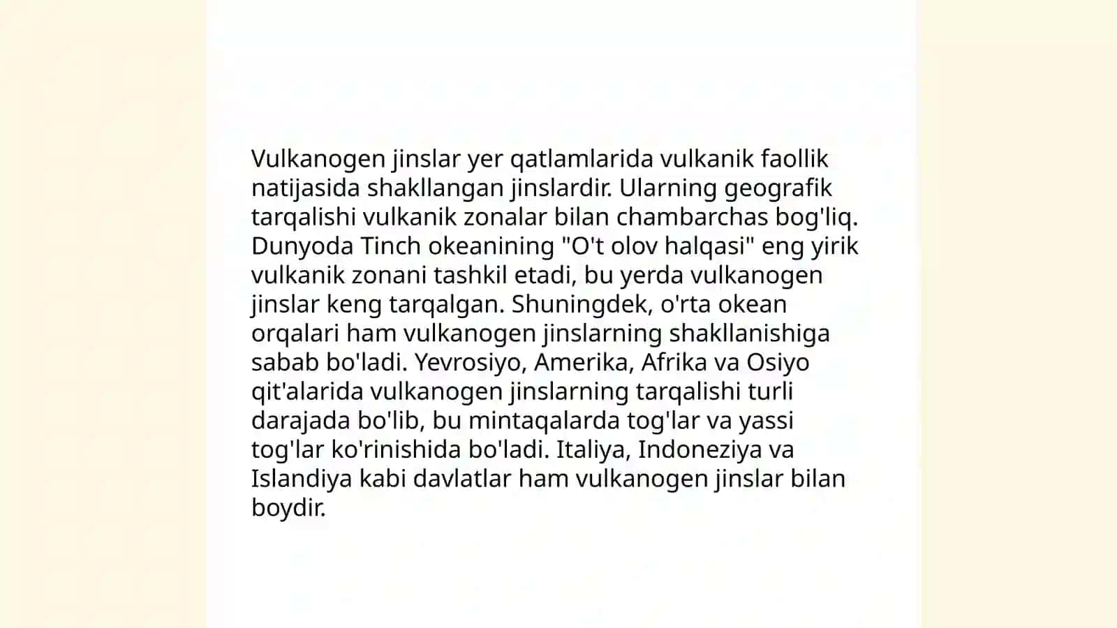 Vulkanogen jinslariga tavsif yani genezisi geografiyasi tarkibi 4