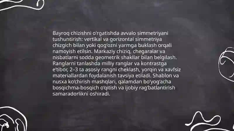 Maktabgacha taʼlimda daraxt, bayroq va uy rasmlari chizish 4