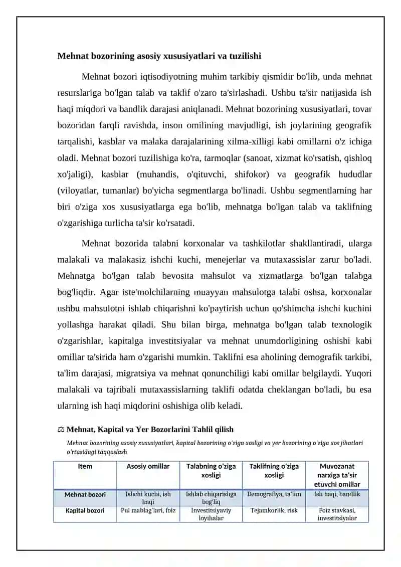 MEHNAT, KAPITAL VA YER BOZORLARINI TAHLIL QILISH 4