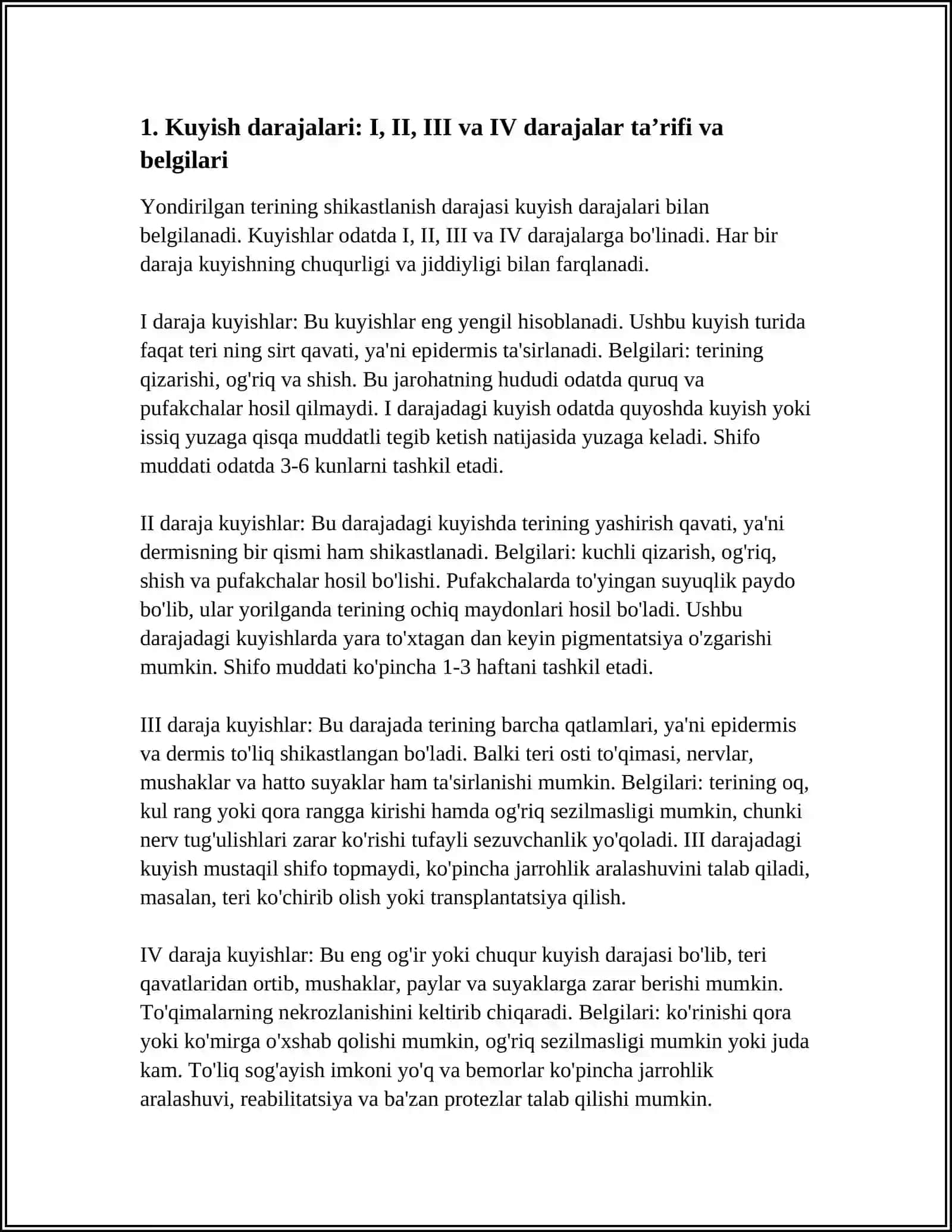 Kuyish Darajalari. Tez Yordam. Chókishlar Haqida Maʼlumot 4