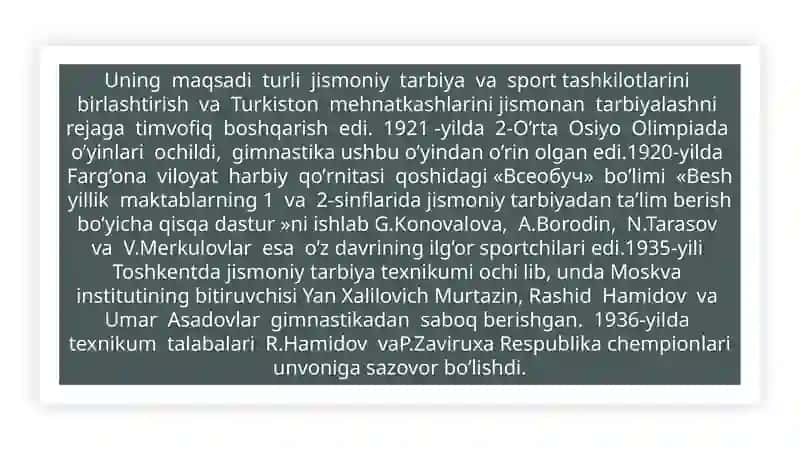 O'zbekiston gimnastikasining rivojlanishi tarixi 4