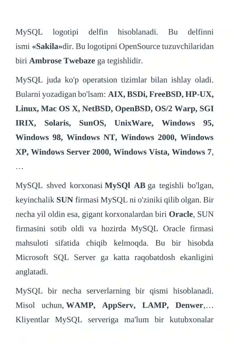 MySQL haqida boshlang’ich tushunchalar 4
