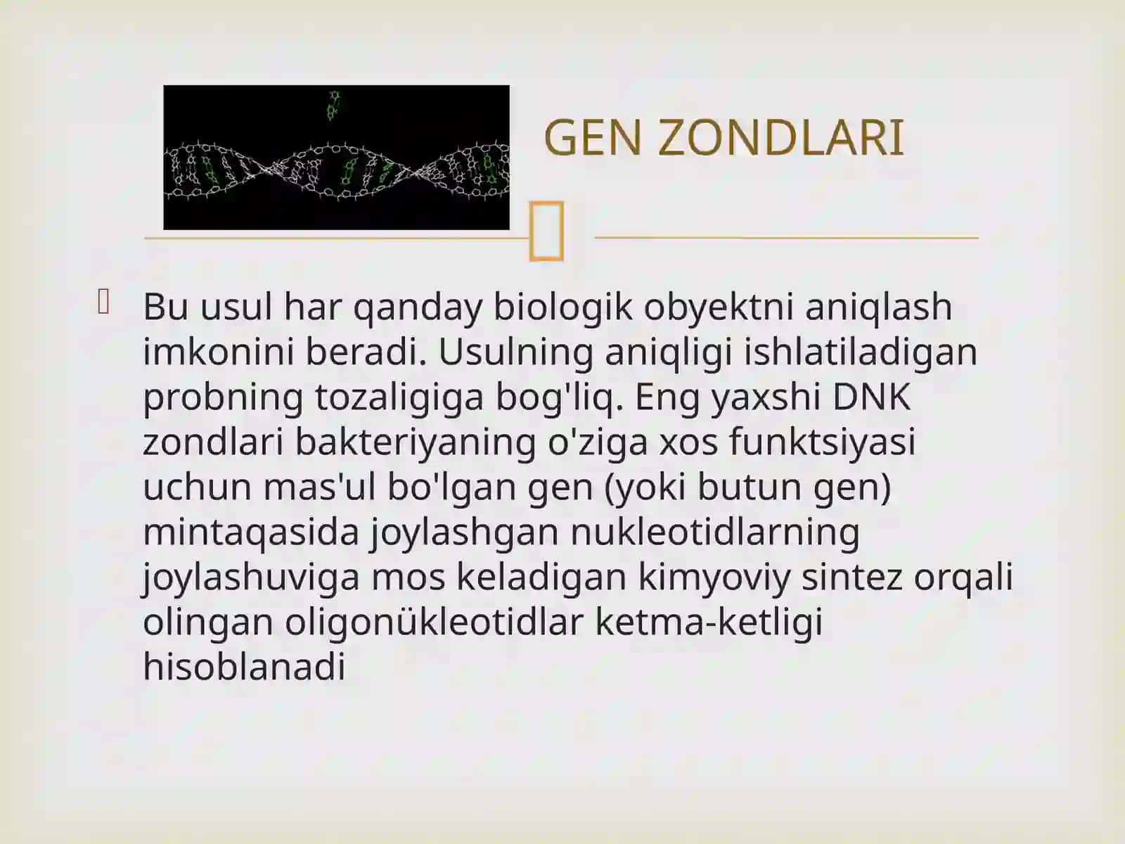 GEN ZONDLARI USULI,POLIMERAZALI ZANJIRLI REAKSIYASI PRZ 4