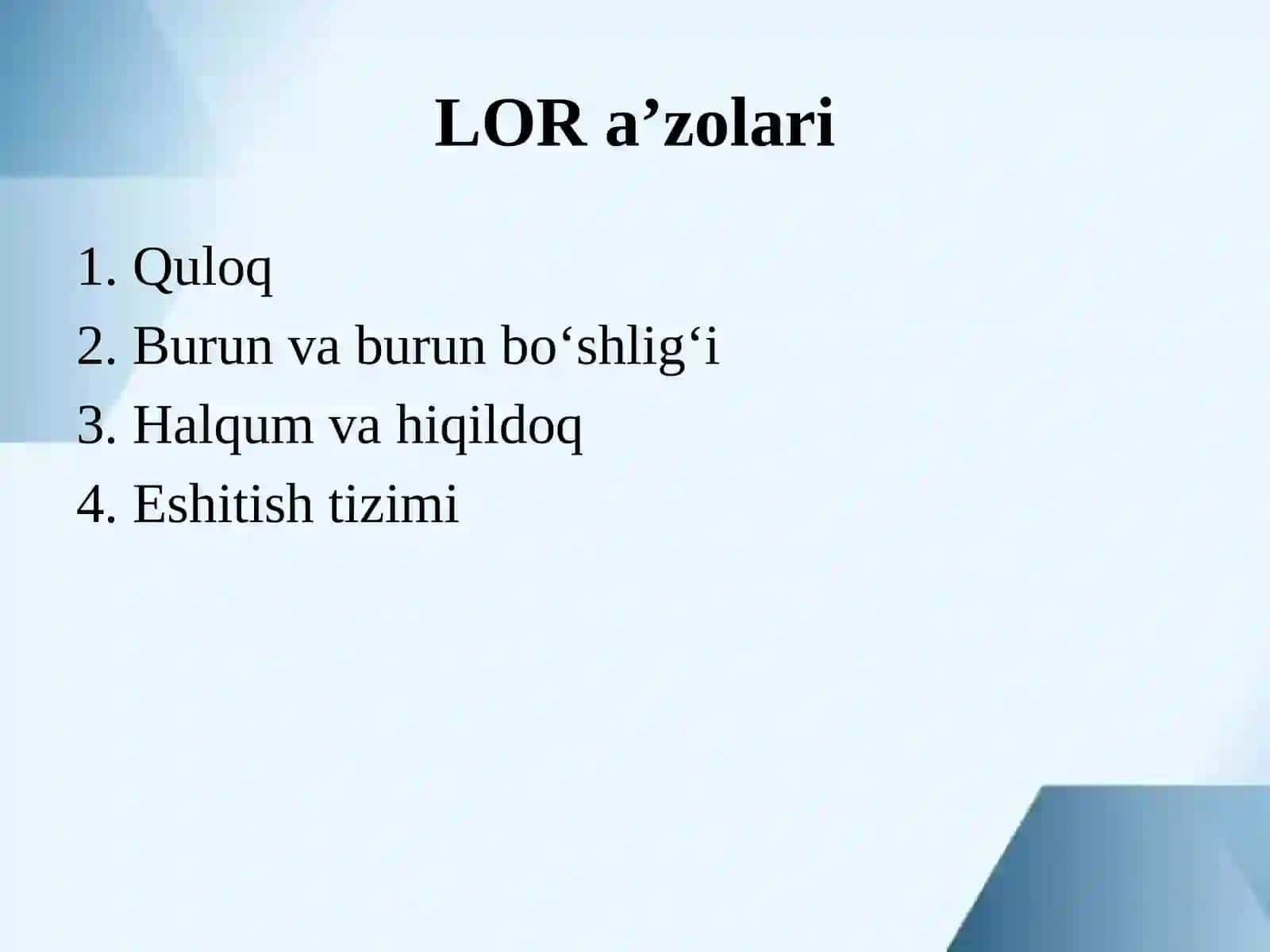 Akramov Begijonning OTORINOLORINGOLOGIYAfanidan taqdimoti 4
