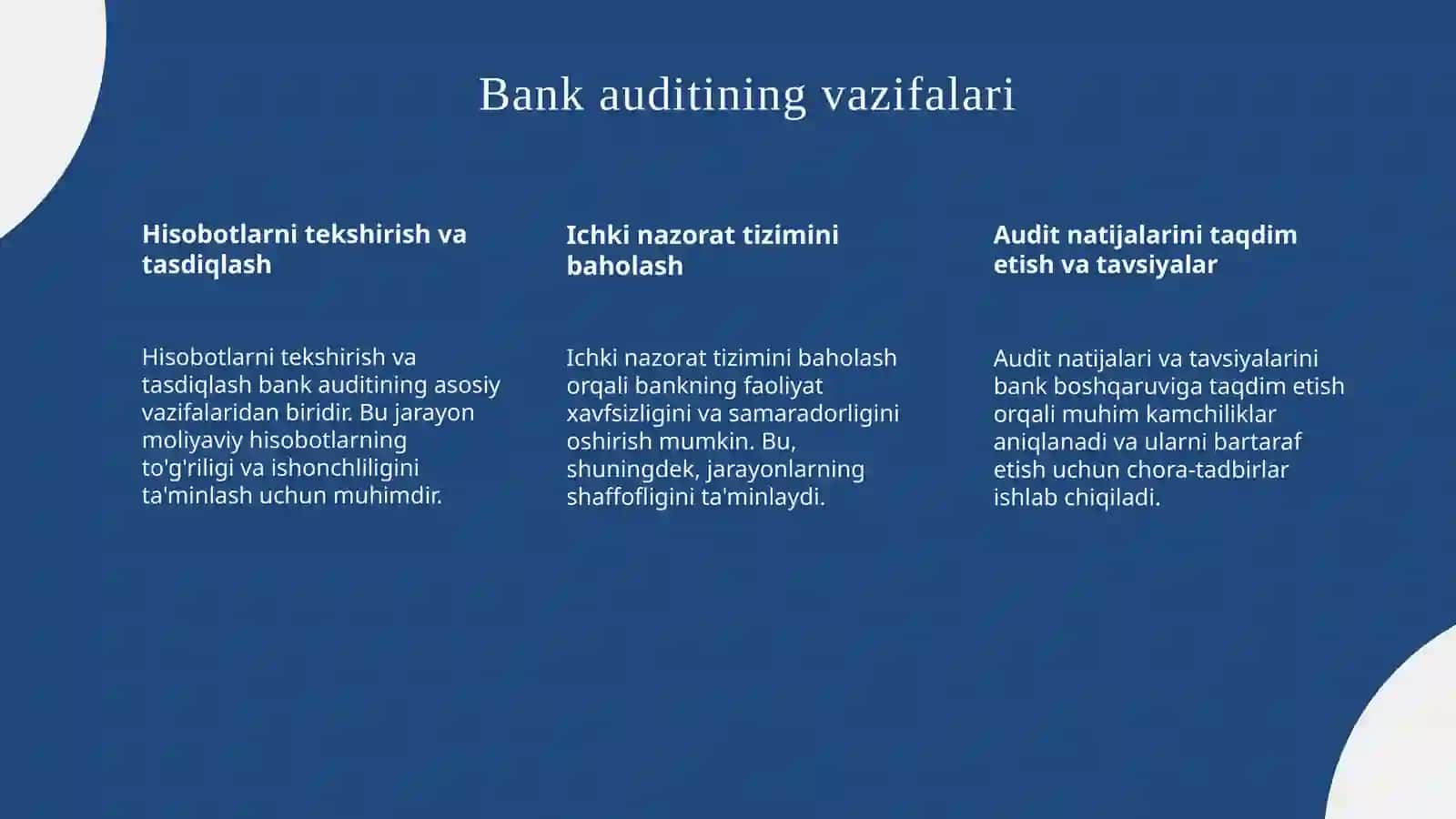 Bank auditini tashkil qilish 4