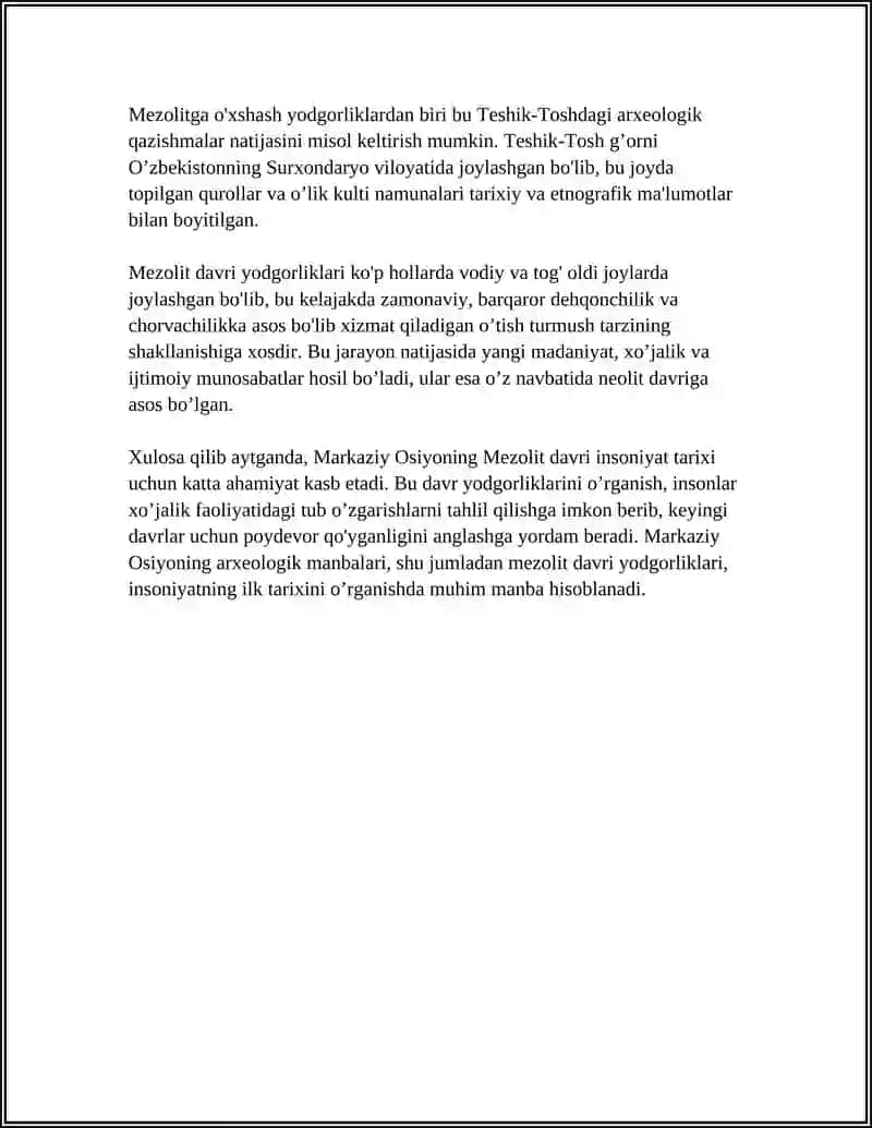 MARKAZIY OSIYONING MEZOLIT DAVRI YODGORLIKLARI 4