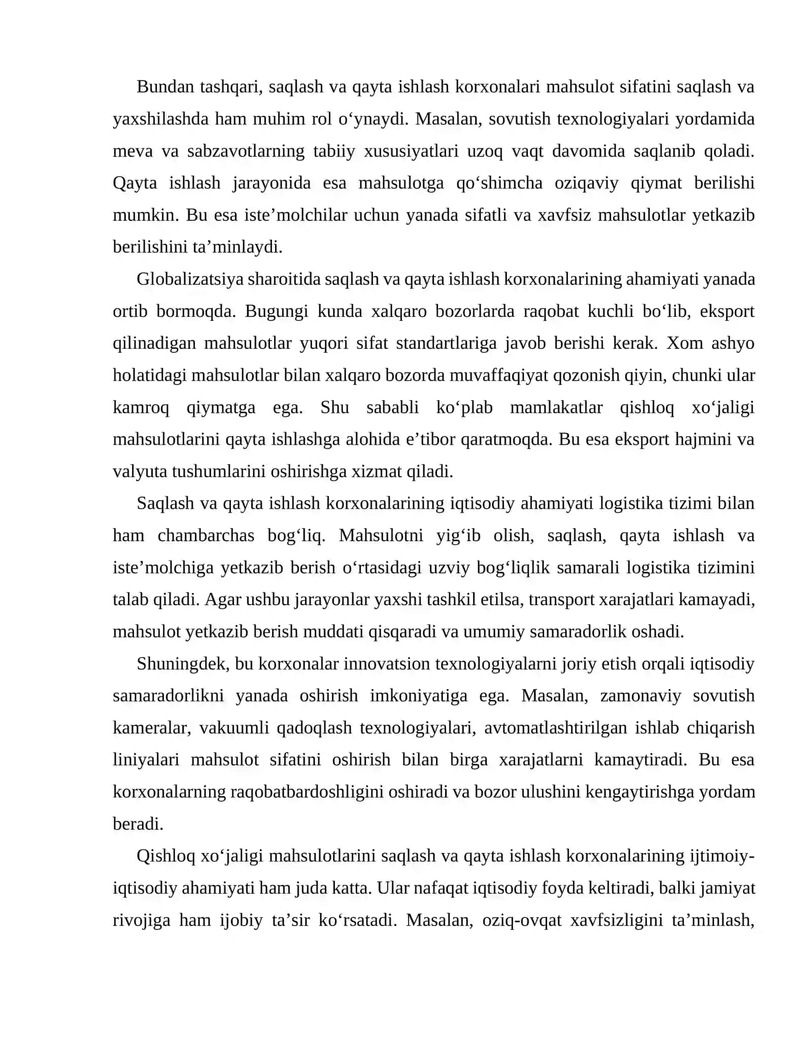 Qishloq xoʻjaligi mahsulotlarini saqlash va qayta ishlash korxonalari 4