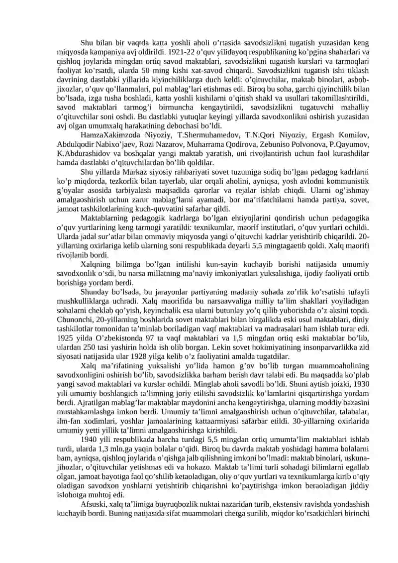 1924-1991 YILLARDA O‘ZBEKISTONDA TA’LIM TIZIMI VA PEDAGOGIK FIKRLAR RIVOJI 4