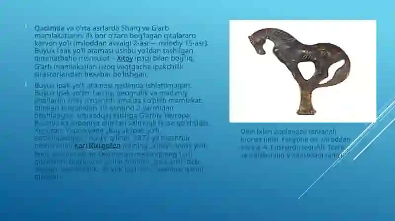 Buyuk Ipak yo’lining shakllanish tarixi. Buyuk ipak yo’lining davlatlararo hamkorlik va turizim rivojlanirishdagi ahamiyati. 4