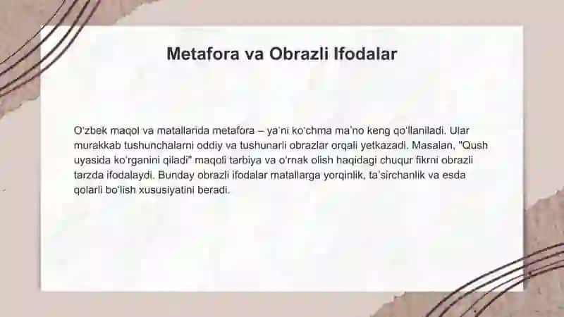 Oʻzbek maqol va matallarida badiiy tafakkurning koʻrinishlari va ahamiyati 4