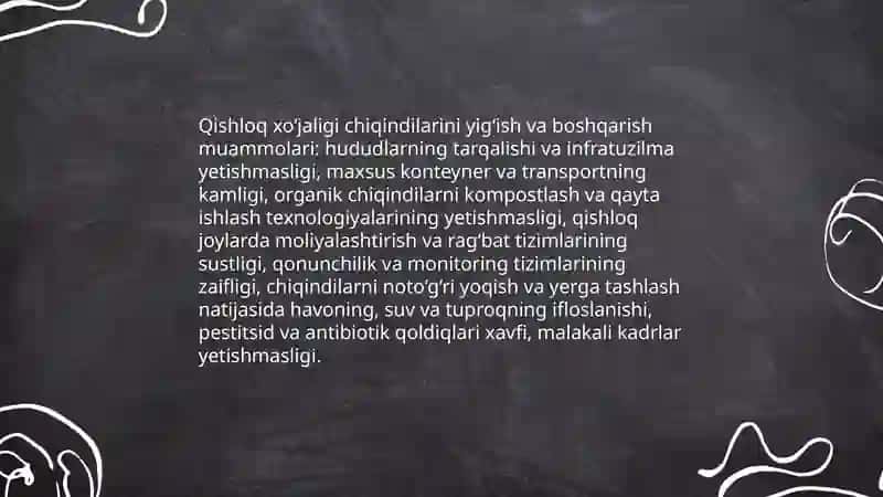 Qishloq xo'jaligi va sanoat chiqindilarining muammolari va qayta ishlash 4
