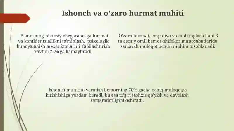 Muloqot: shifokor va bemor muloqotining psixologik xususiyatlari 4