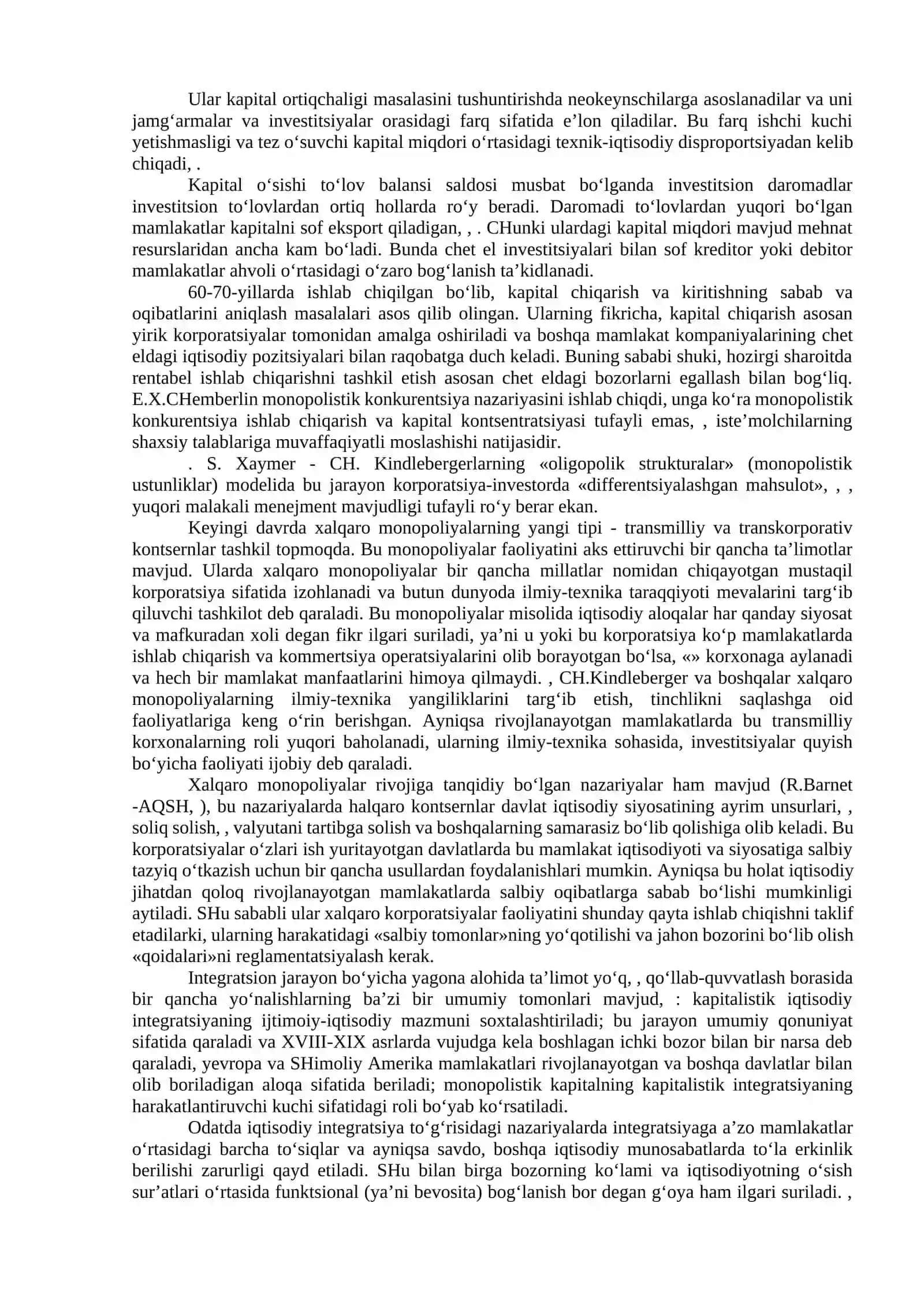 Xalqaro Mehmat Taqsimoti Rivojiga oid Ta'limotlarning XX asrdagi Xususiyatlari 4